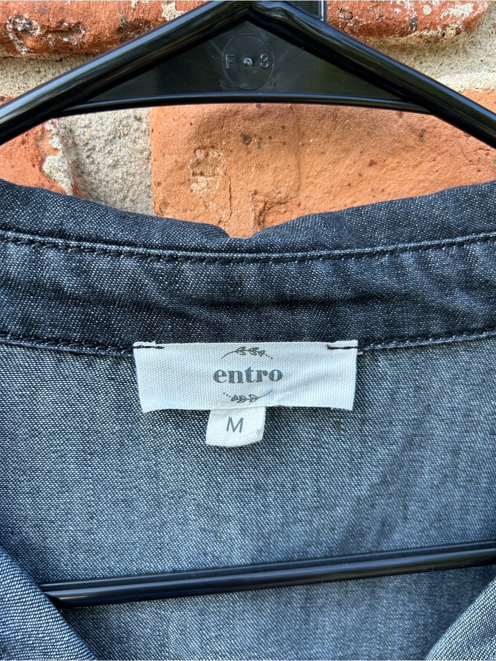 Entro Denim Button-Front Babydoll Dress Long Sleeve Cotton Blend M Gray Pockets - Picture 2 of 7